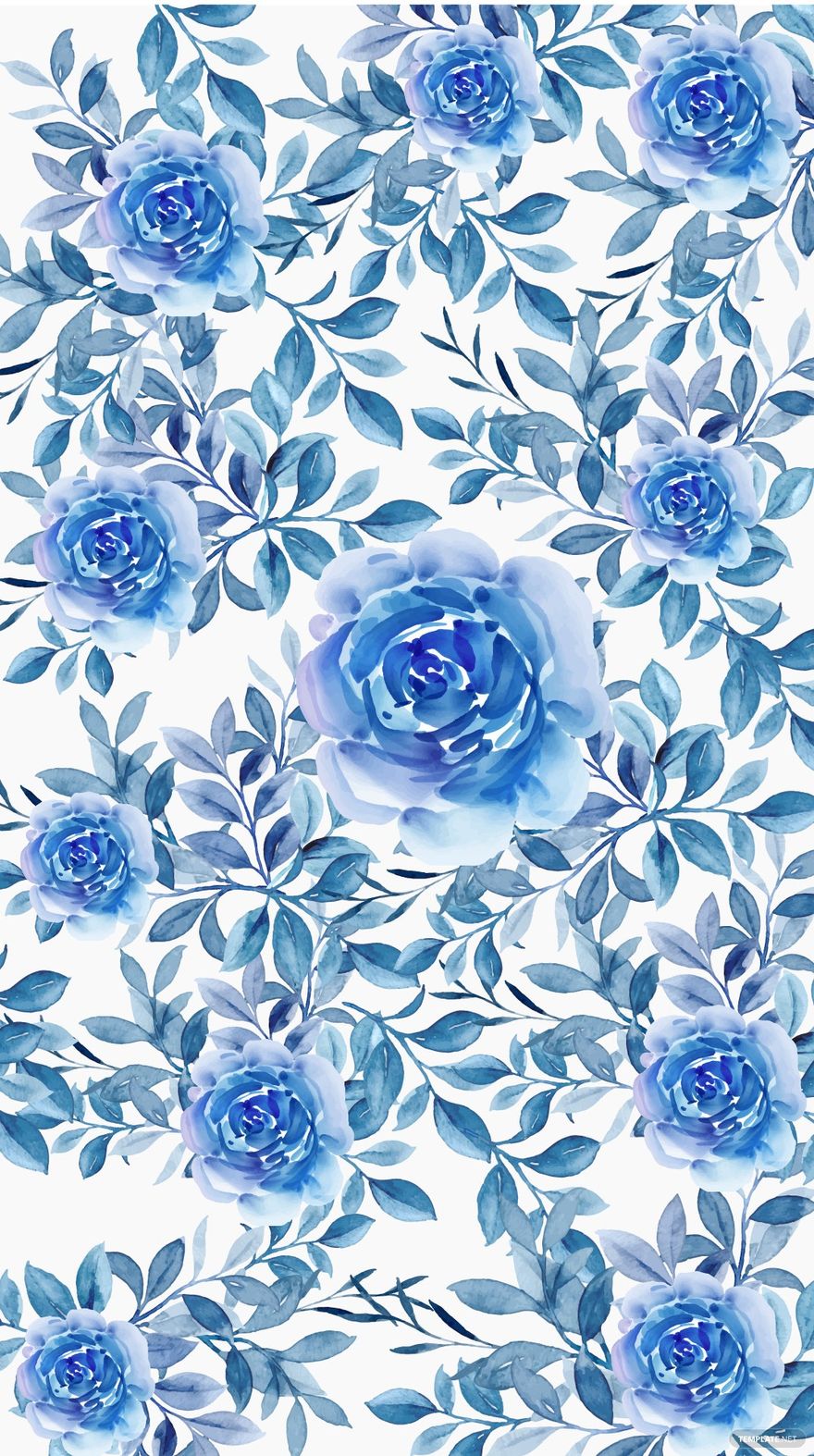 Free Blue Floral Watercolor Background