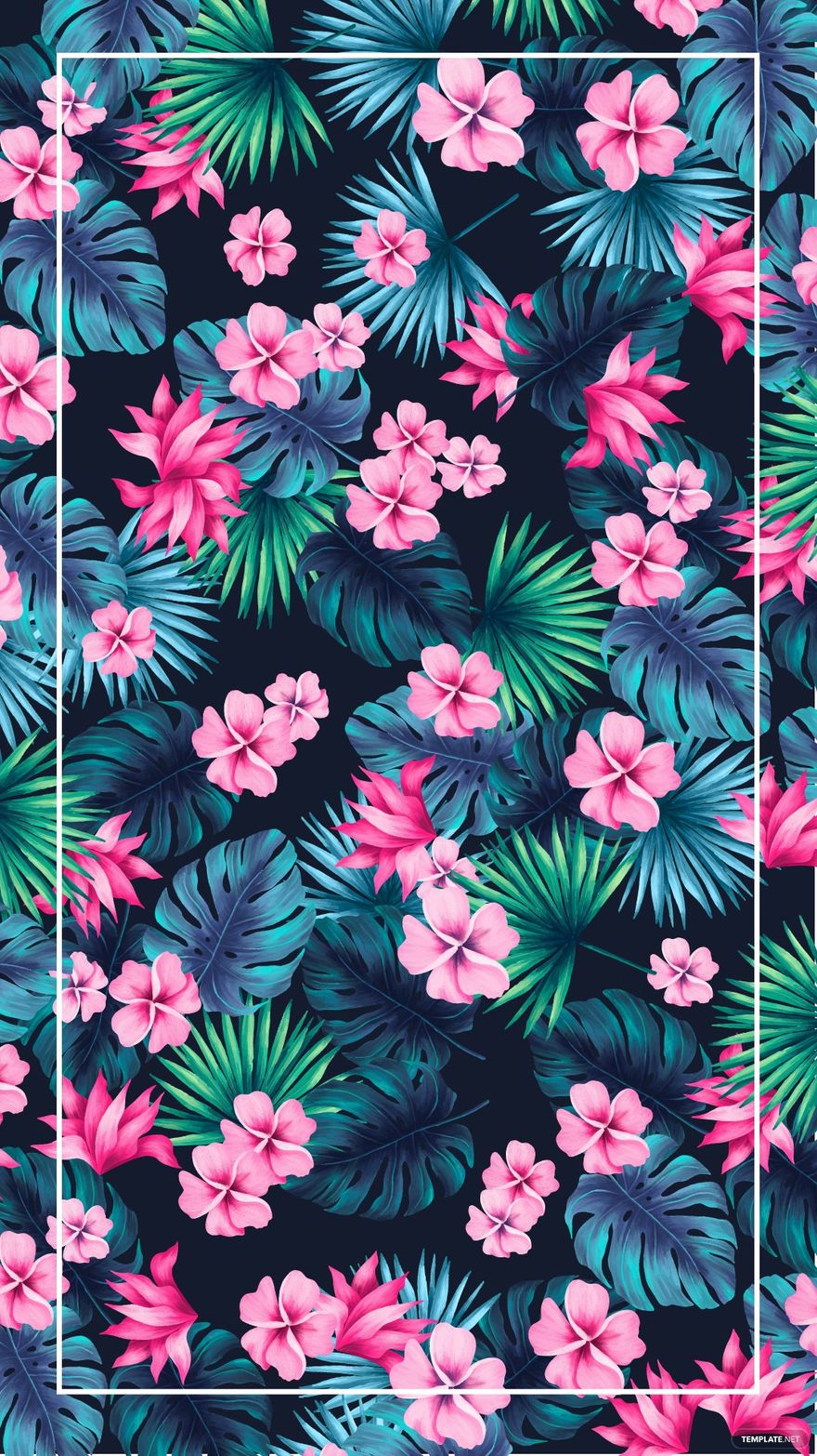 Tropical Floral Watercolor Background