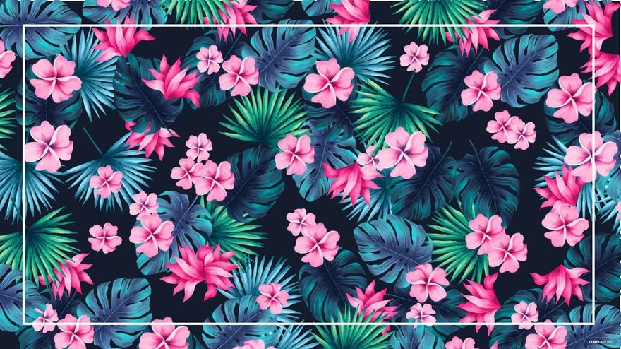 Tropical Floral Watercolor Background
