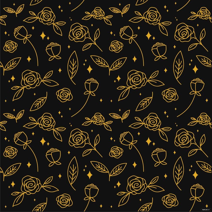 Free Gold Floral Pattern Vector in Illustrator, EPS, SVG, JPG, PNG