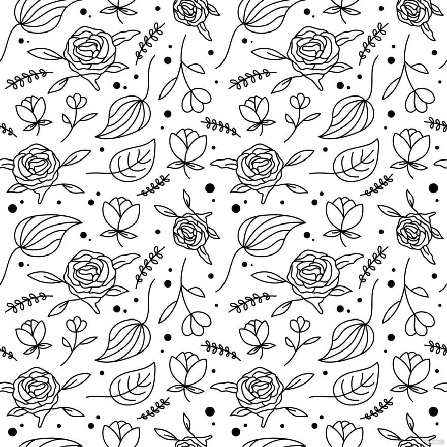 Free Floral Black And White Pattern Vector
