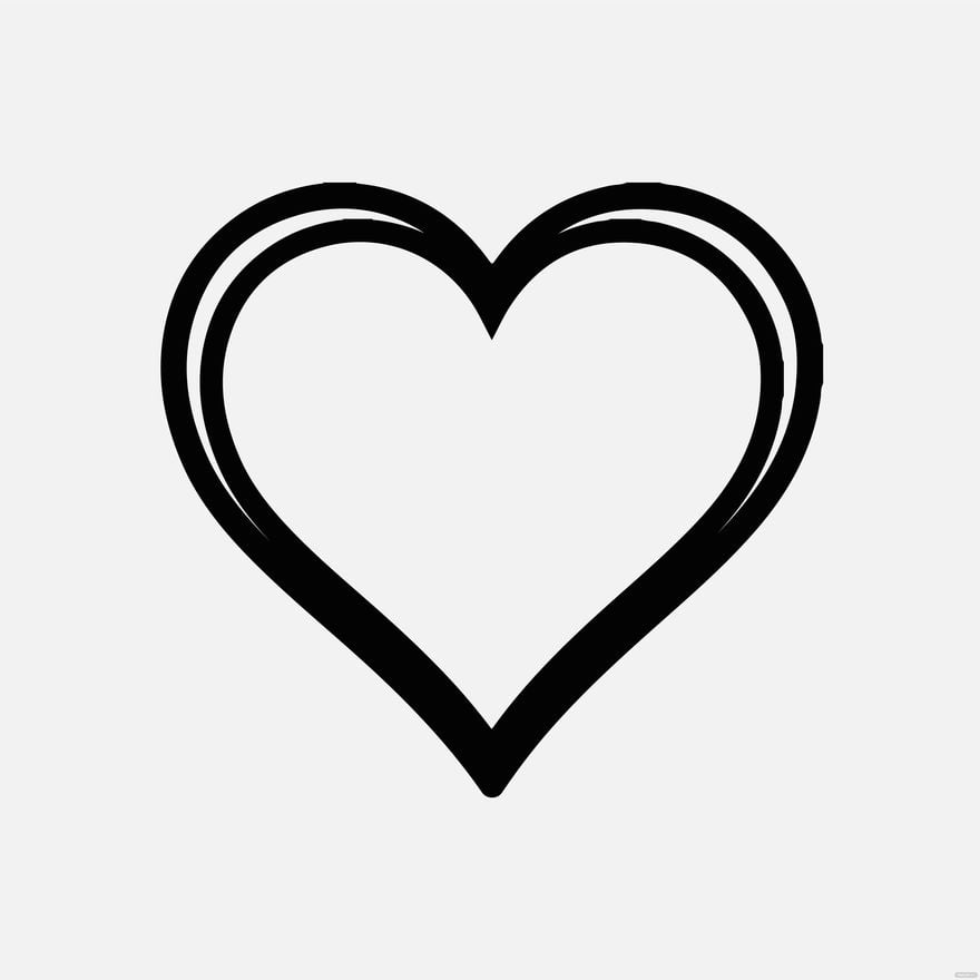 Free Heart Clipart Black And White Outline in Illustrator, EPS, SVG, JPG, PNG