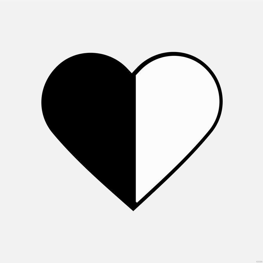 Transparent Heart Clipart Black And White in Illustrator, EPS, SVG, JPG, PNG