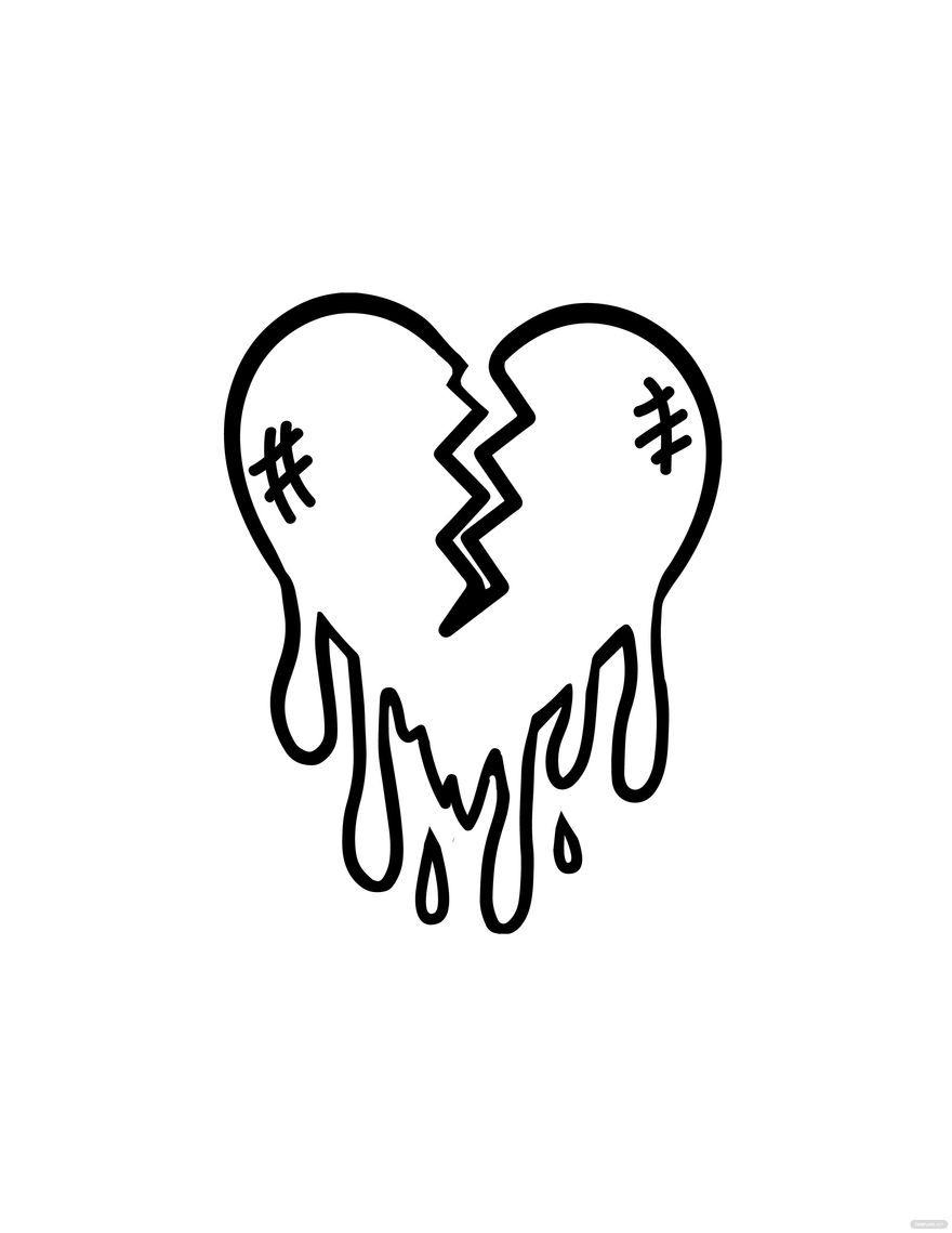 simple drawings of broken hearts