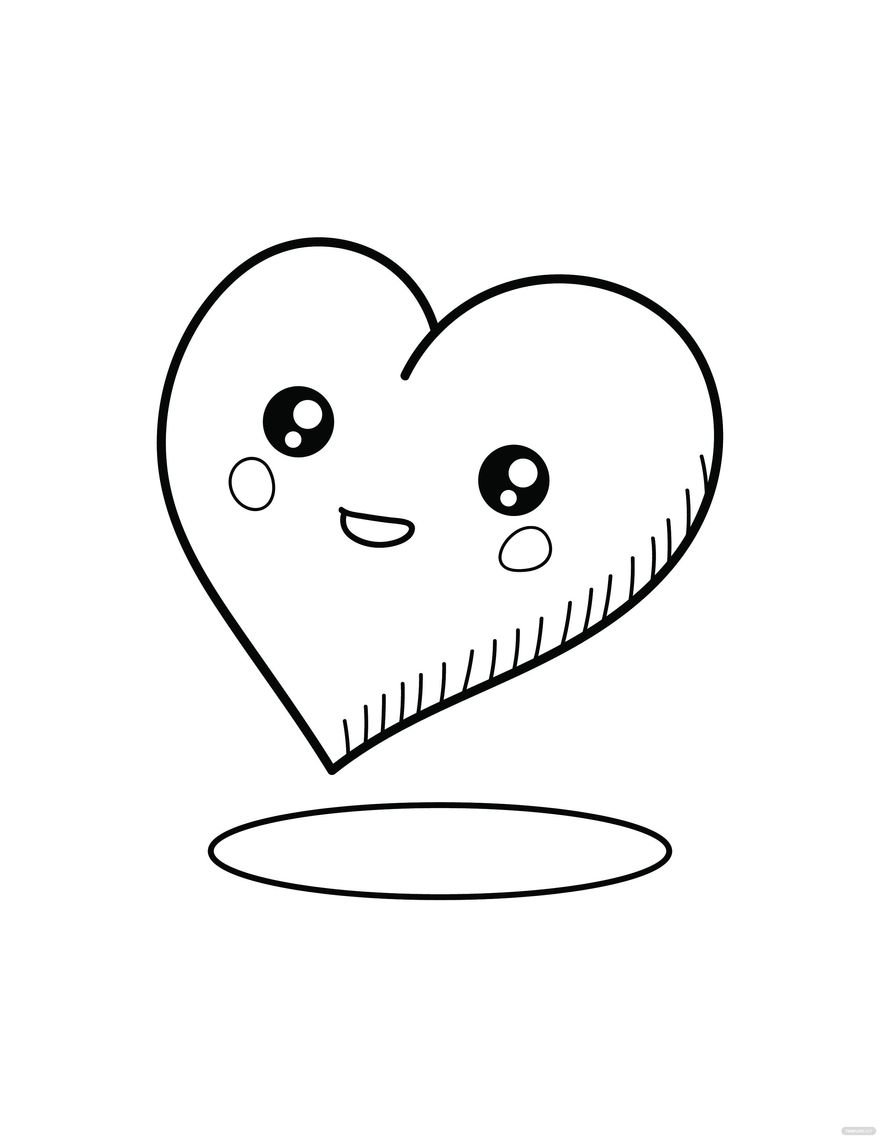 Free Cute Heart Coloring Page   EPS, Illustrator, JPG, PNG, PDF ...
