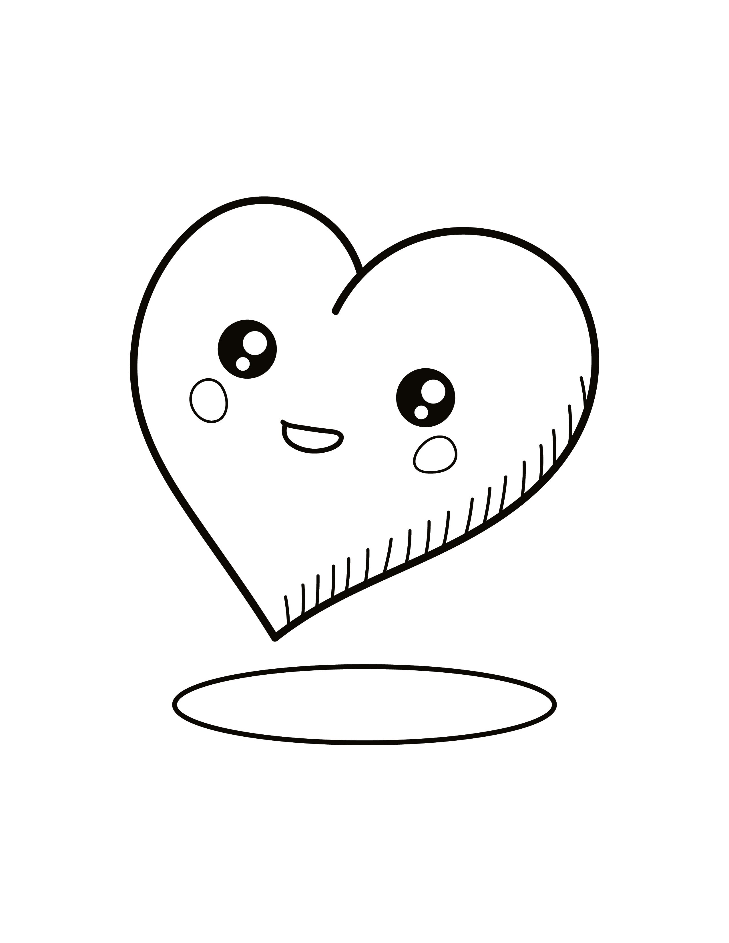 Free Cute Heart Coloring Page - Eps, Illustrator, Jpg, Png, Pdf, Svg