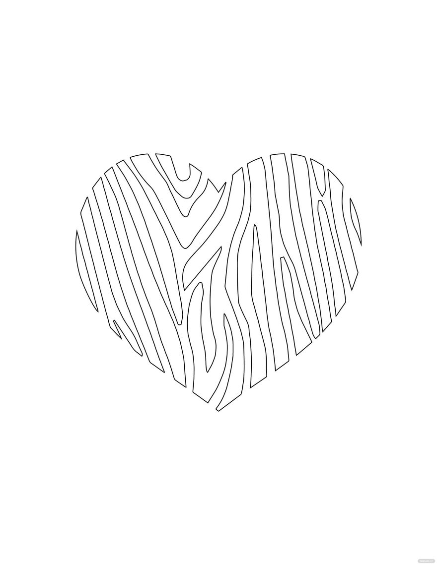 Free Zebra Heart Coloring Page