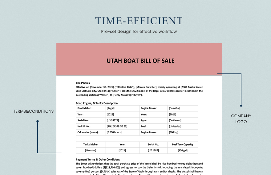 Utah Boat Bill Of Sale Template