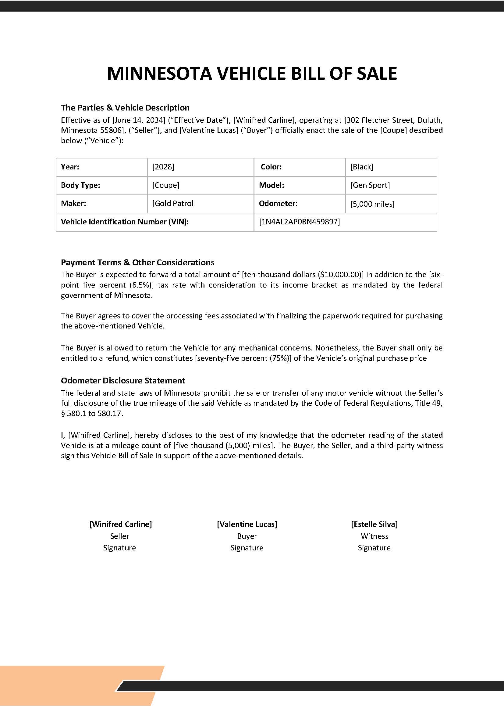 Minnesota ATV Bill Of Sale Template - Google Docs, Word, PDF | Template.net