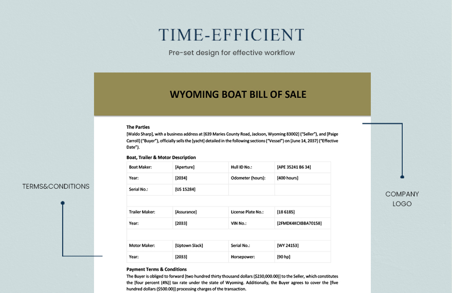 Wyoming Boat Bill of Sale Template