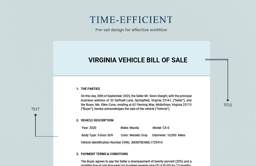 West Virginia Vehicle Bill Of Sale Template