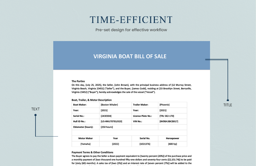 Virginia Boat Bill Of Sale Template