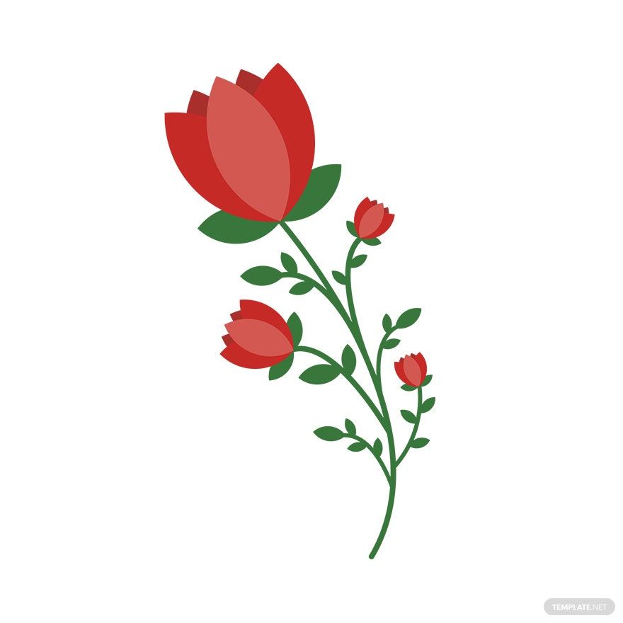 Red Floral Vector in Illustrator, EPS, SVG, JPG, PNG