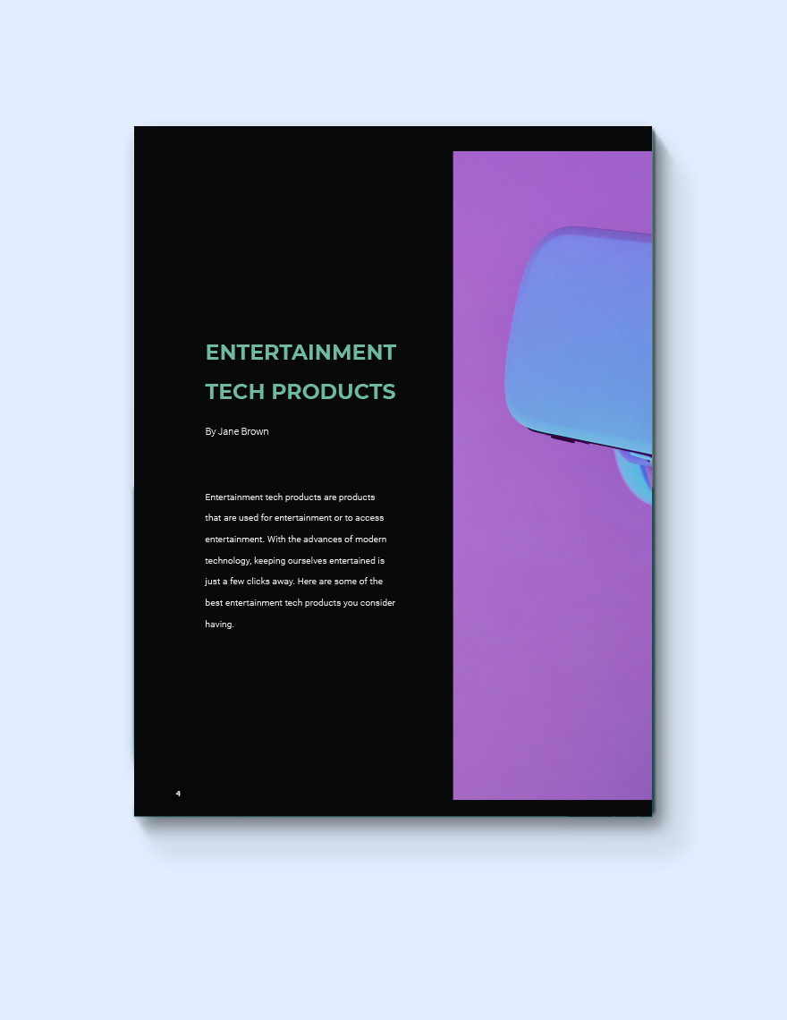tech product lookbook contents