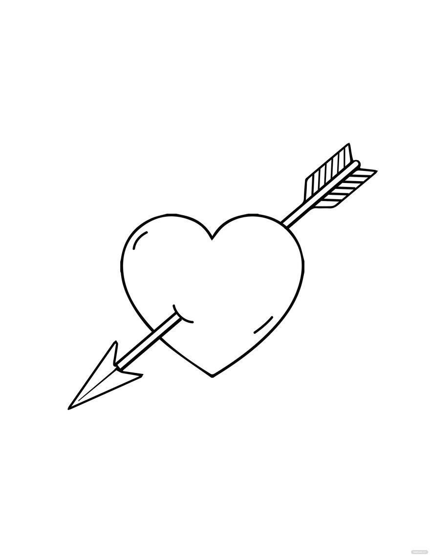 Free Heart With Arrow Pencil Drawing