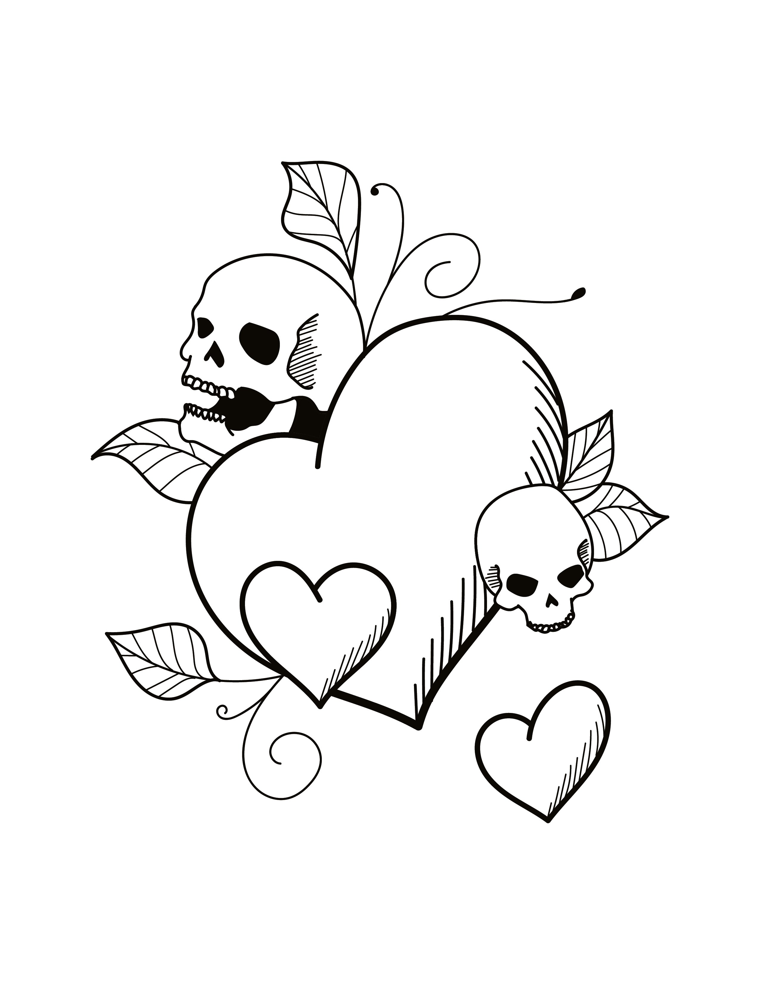 Skull And Heart Drawings