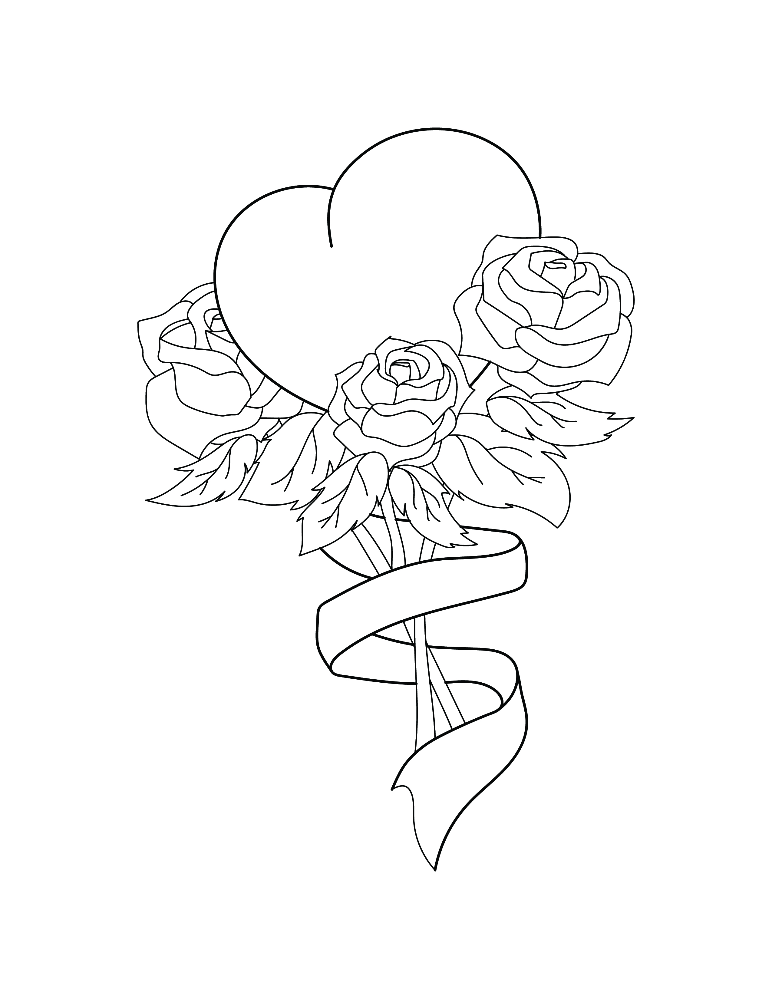 Free Heart Shaped Rose Coloring Page - Download in PDF, Illustrator ...