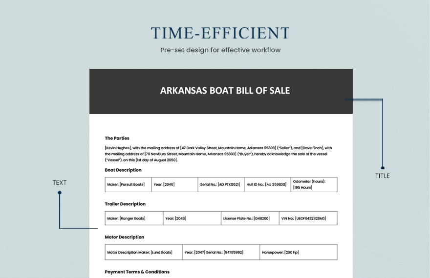 Arkansas Boat Bill of Sale Template