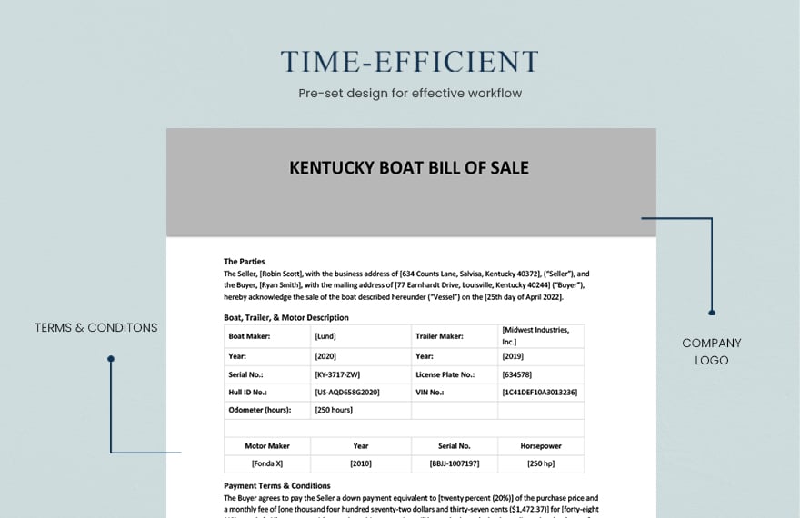 Kentucky Boat Bill Of Sale Template