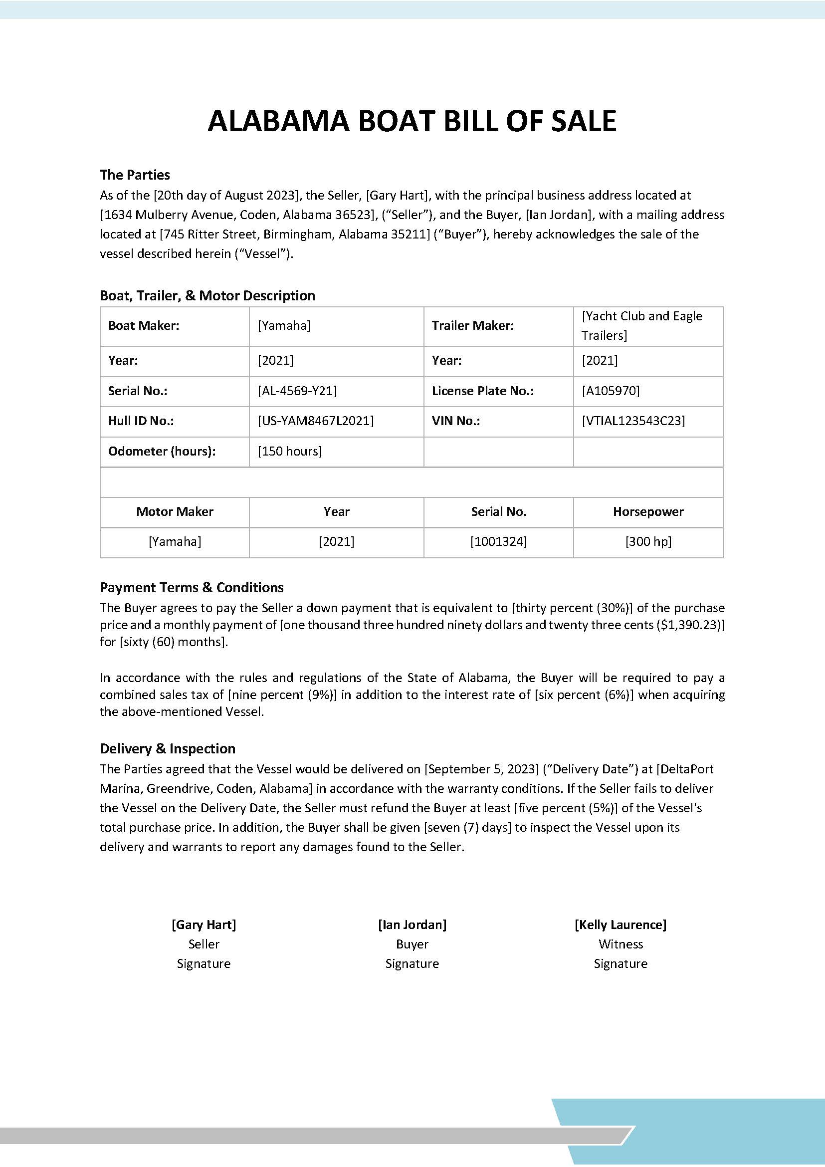 50 Boat Bill Of Sale Templates Free Downloads Template