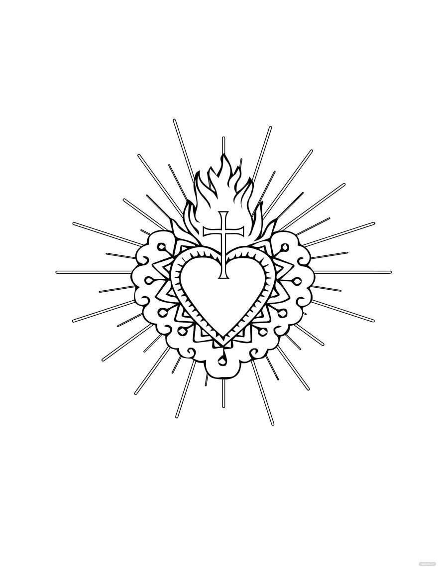 Traditional Sacred Heart Drawing