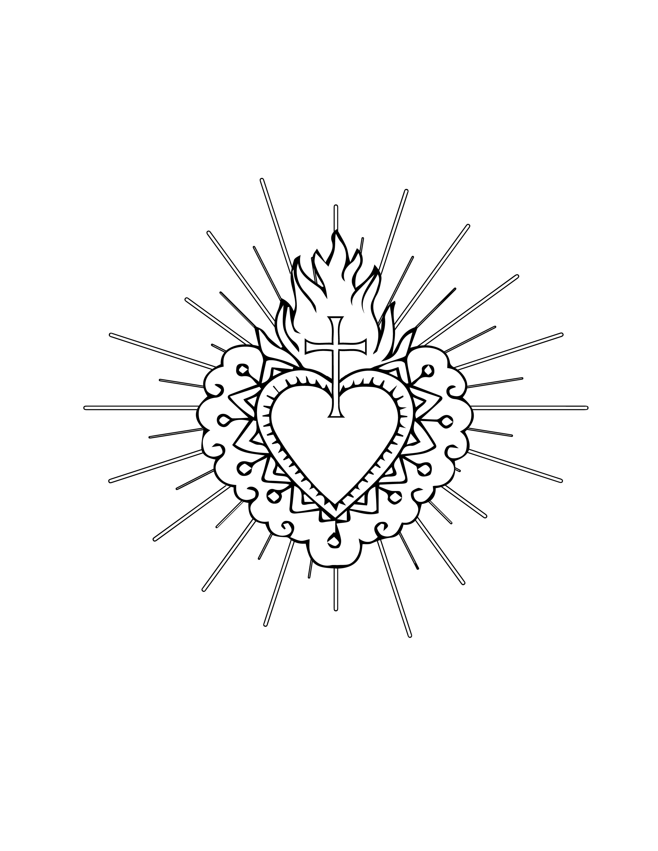 FREE Sacred Heart Pencil Drawing in EPS, Illustrator, JPG, PNG, PDF