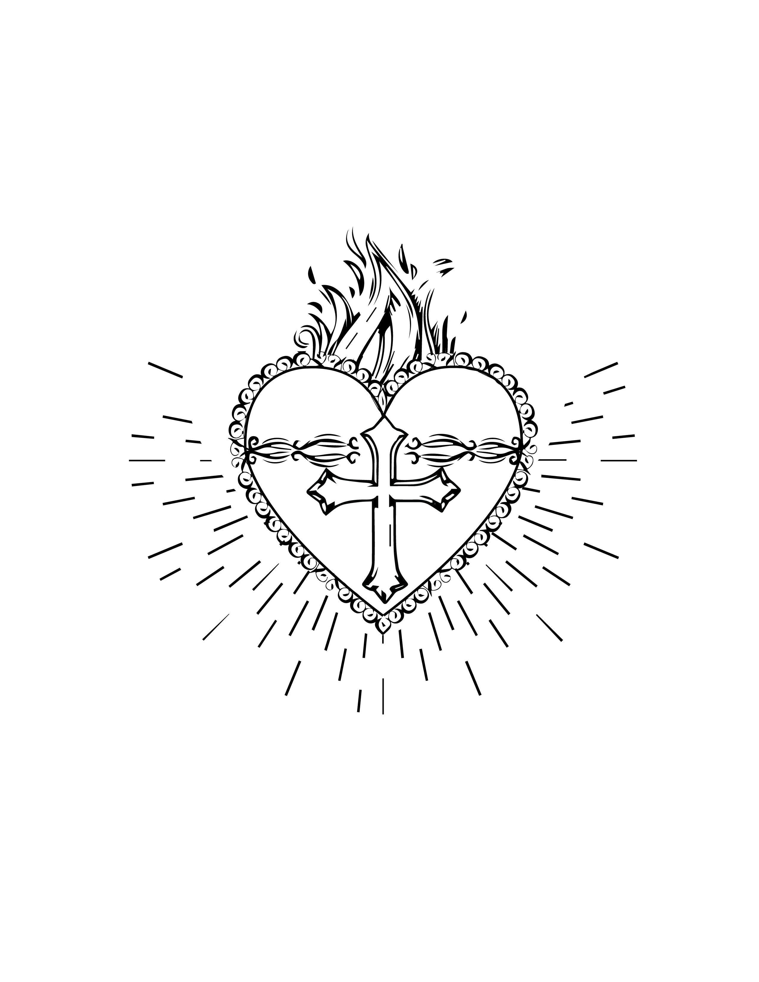 FREE Sacred Heart Pencil Drawing in EPS, Illustrator, JPG, PNG, PDF