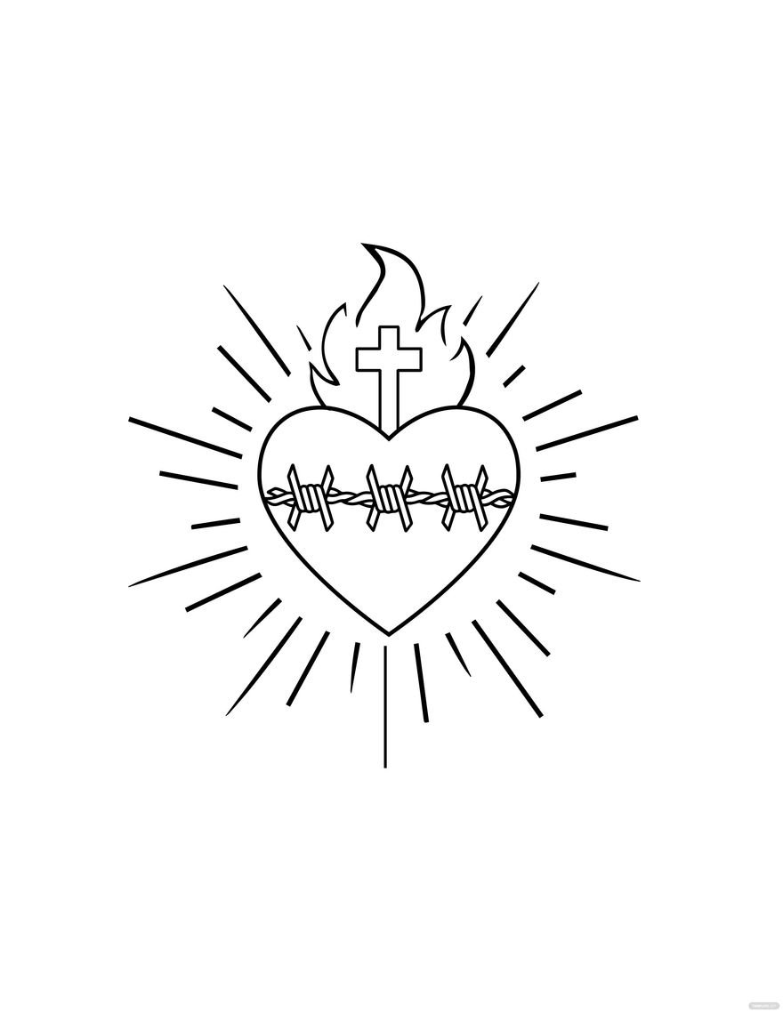 Easy Sacred Heart Drawing