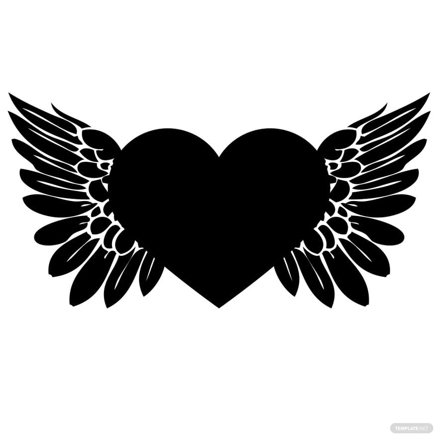 Free Heart with Wings Silhouette