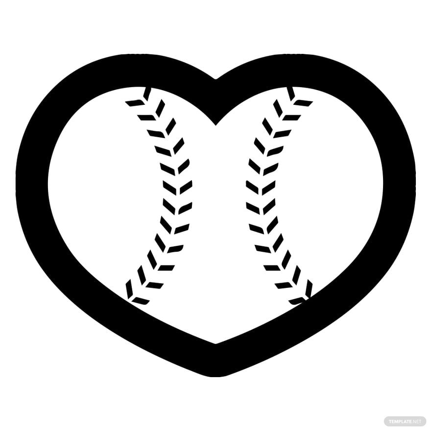 Free Baseball Heart Silhouette in Illustrator, PSD, EPS, SVG, JPG, PNG