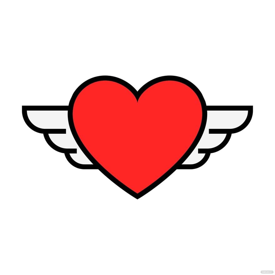 Heart with Wings Clipart in Illustrator, EPS, SVG, JPG, PNG