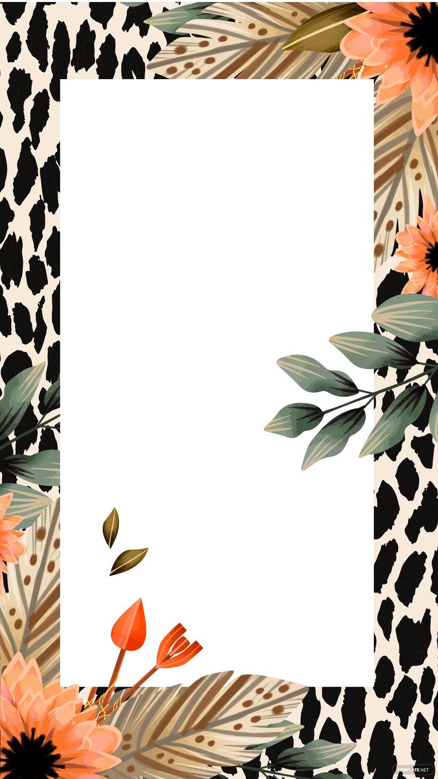 Free Boho Leopard Floral Background