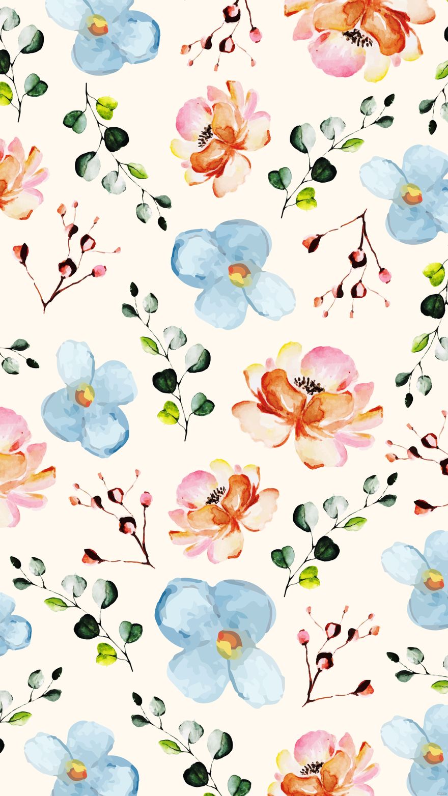 Watercolor Spring Floral Background