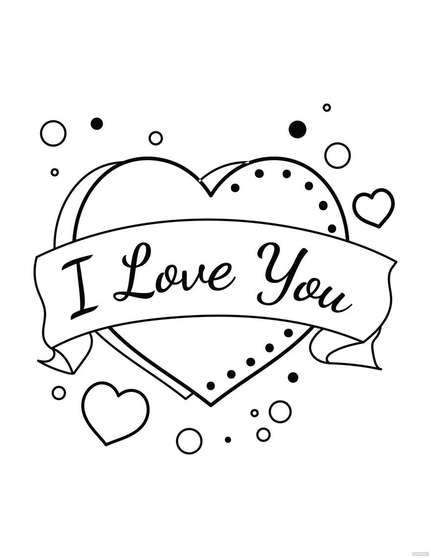 Free I Love You Heart Coloring Page