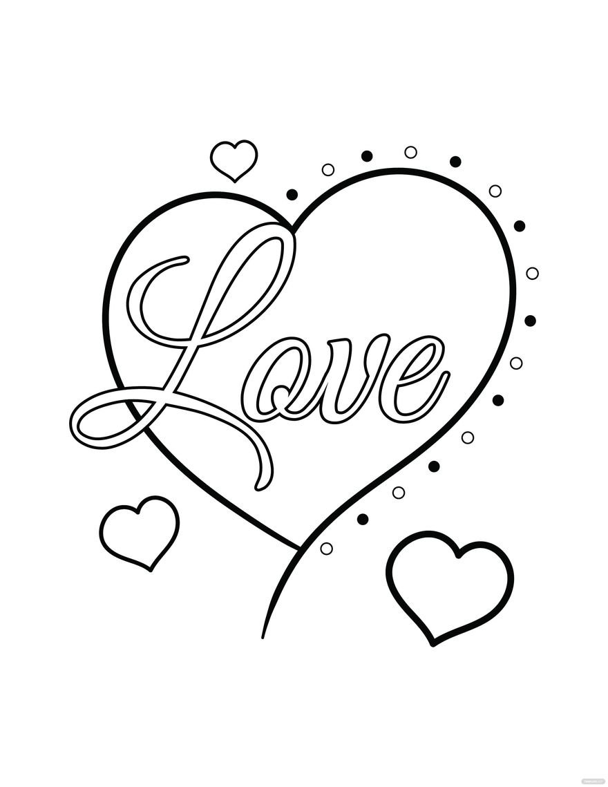 Free Love Heart Coloring Page