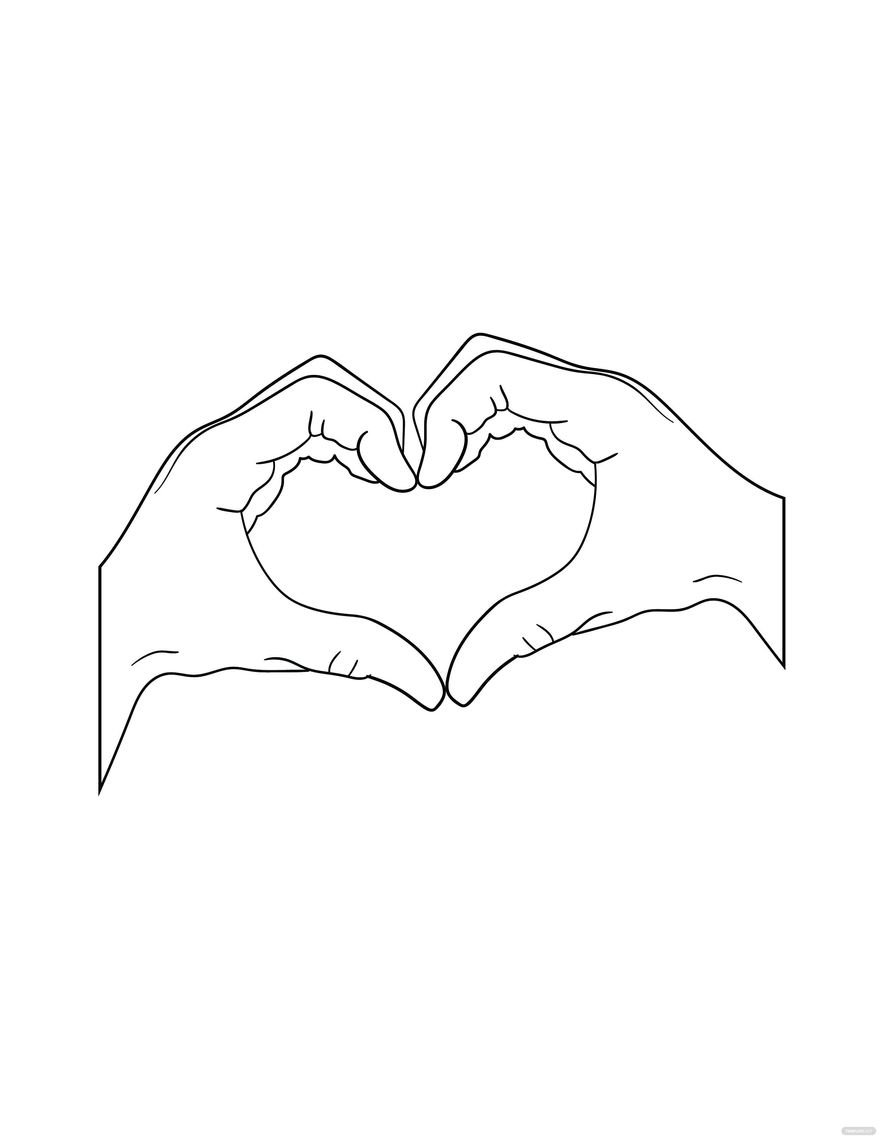 Free Heart Shape Hands Coloring Page
