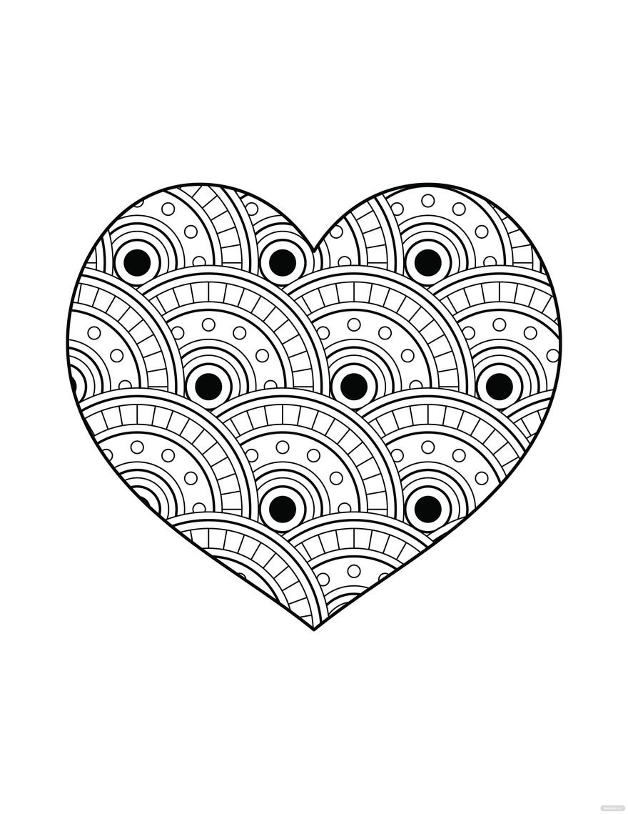 Heart Shaped Mandala Coloring Page