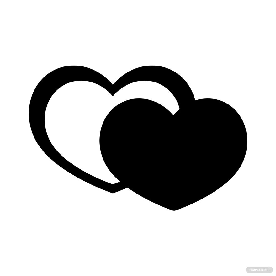 Black and White Double Heart Silhouette in Illustrator, PSD, EPS, SVG, JPG, PNG