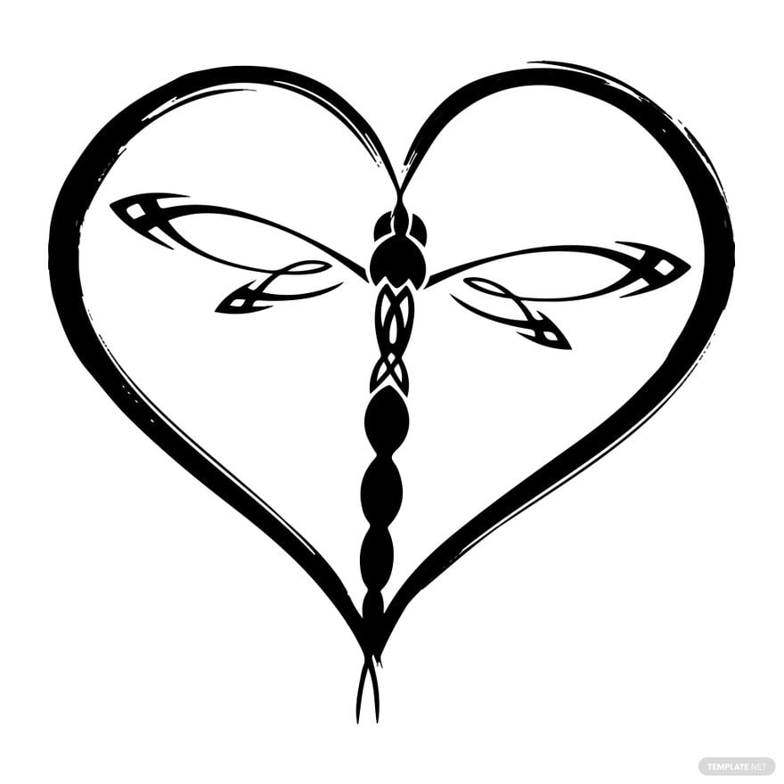 Dragonfly Heart Silhouette in Illustrator, PSD, EPS, SVG, JPG, PNG