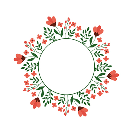 Round Floral Frame SVG