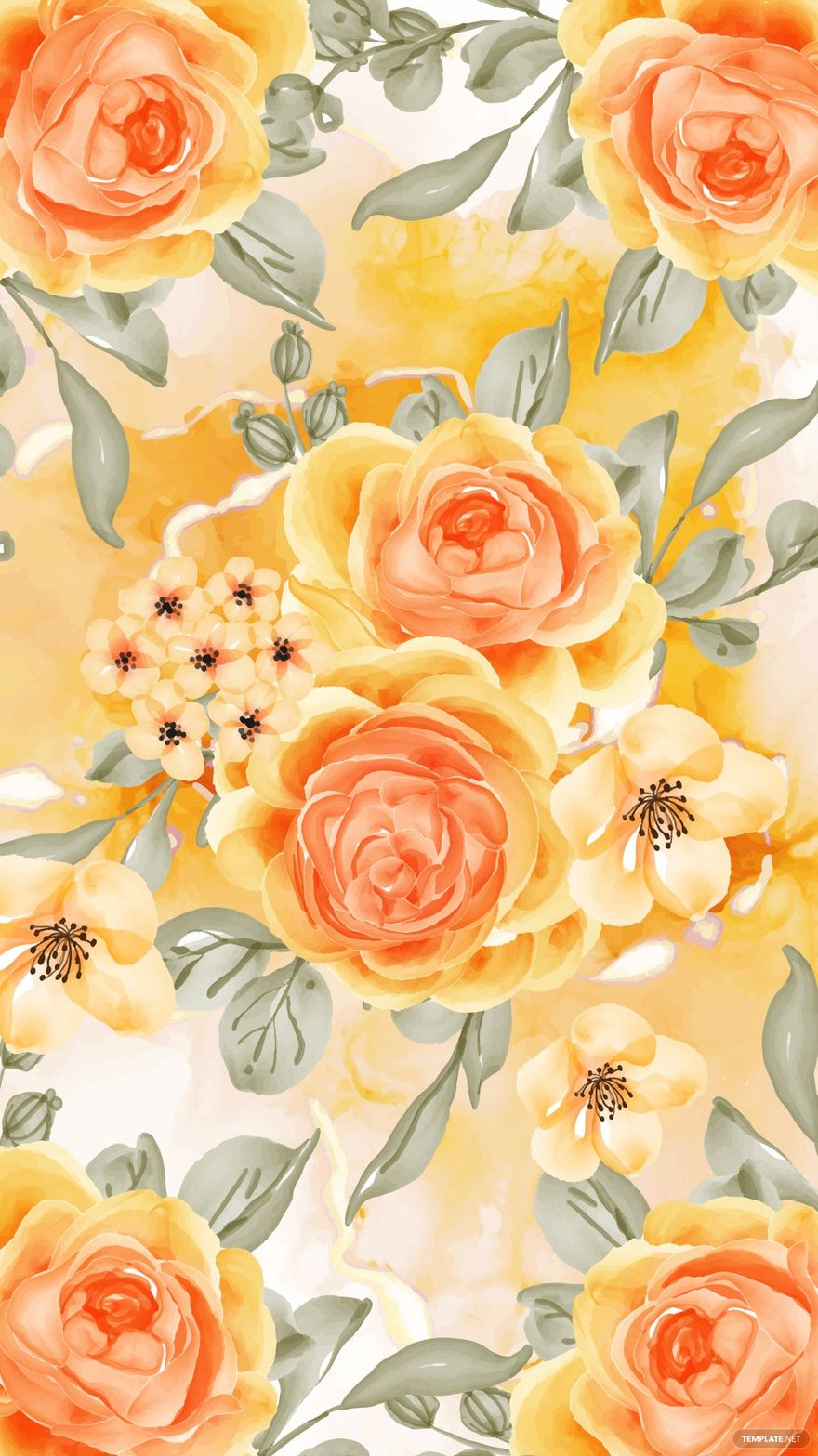 Free Yellow Orange Floral Background - EPS, Illustrator, JPG, SVG |  