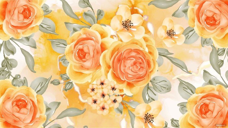 Free Yellow Orange Floral Background - EPS, Illustrator, JPG, SVG |  