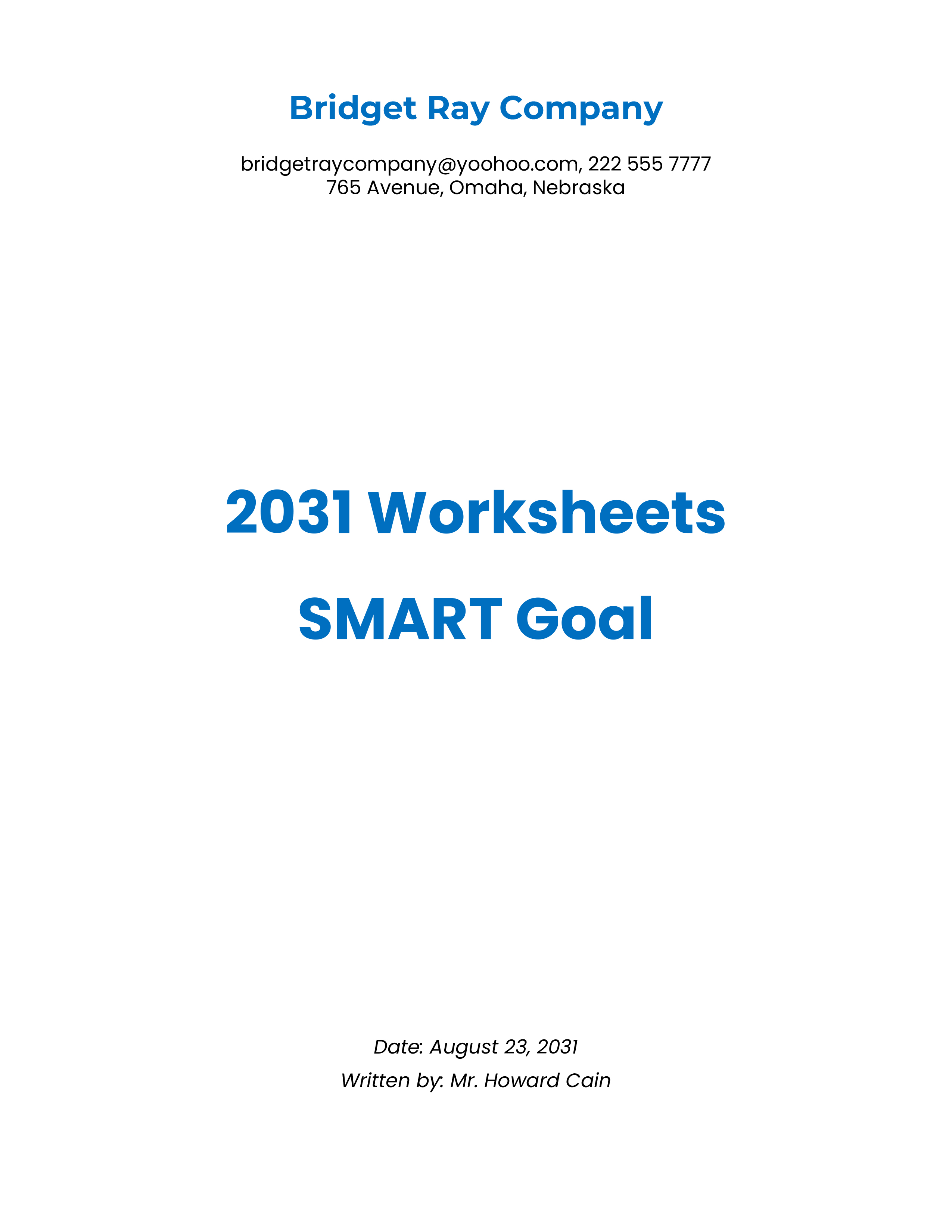 Smart Goals Worksheet Template