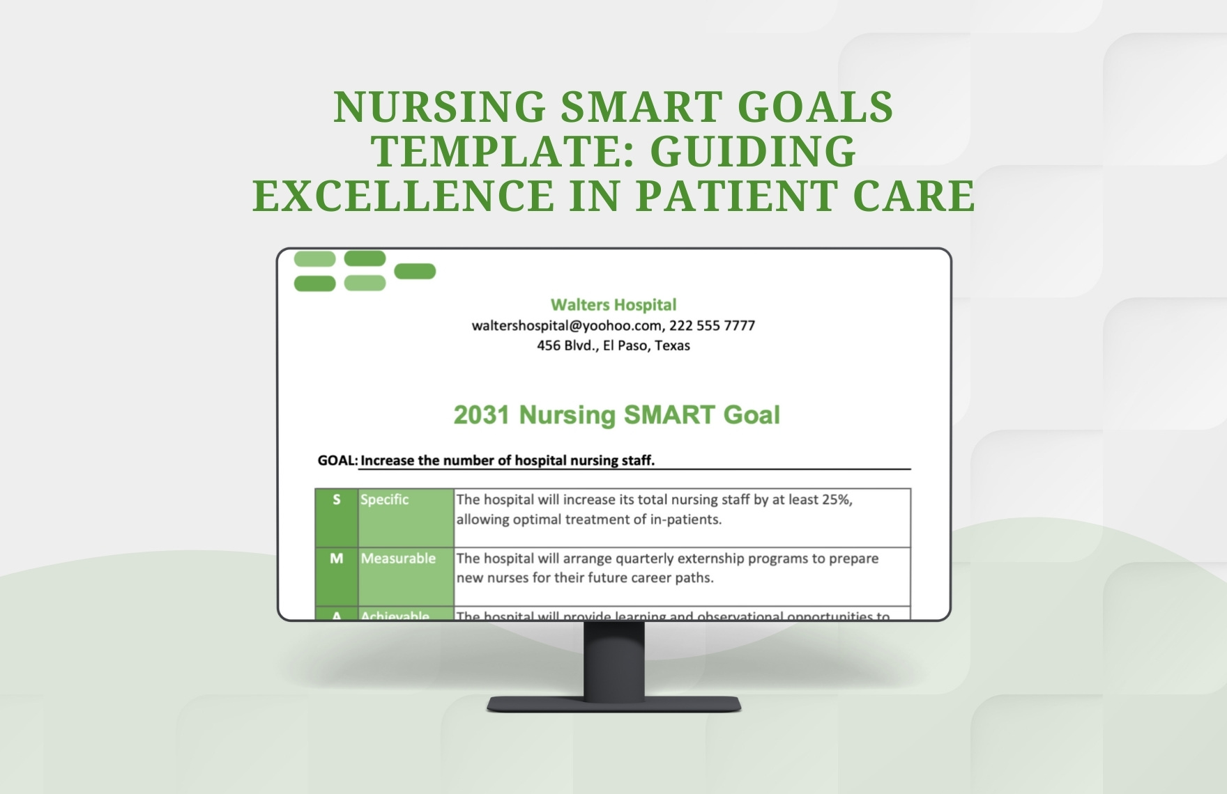 Nursing Smart Goals Template