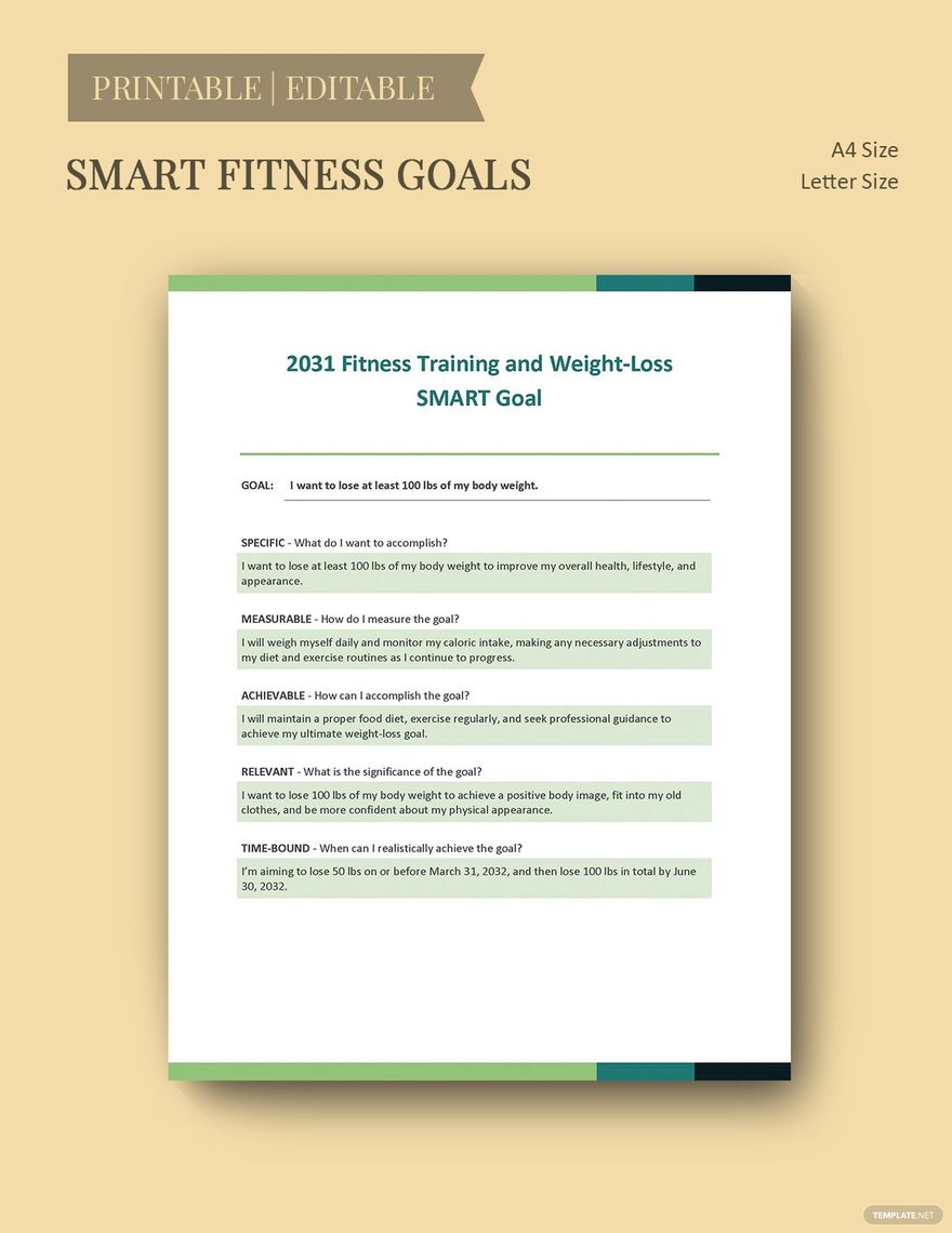 Smart Fitness Goals Template