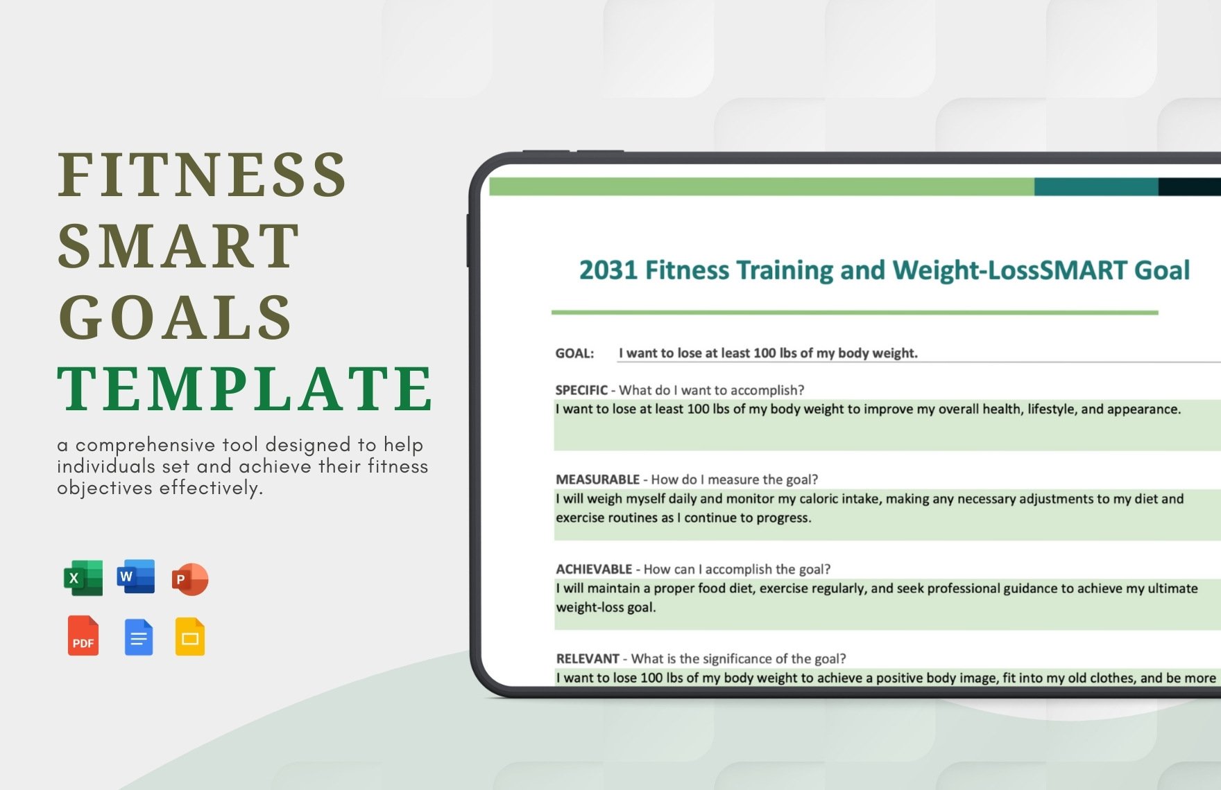 Free Smart Fitness Goals Template in Word, Google Docs, Excel, PDF, PowerPoint, Google Slides