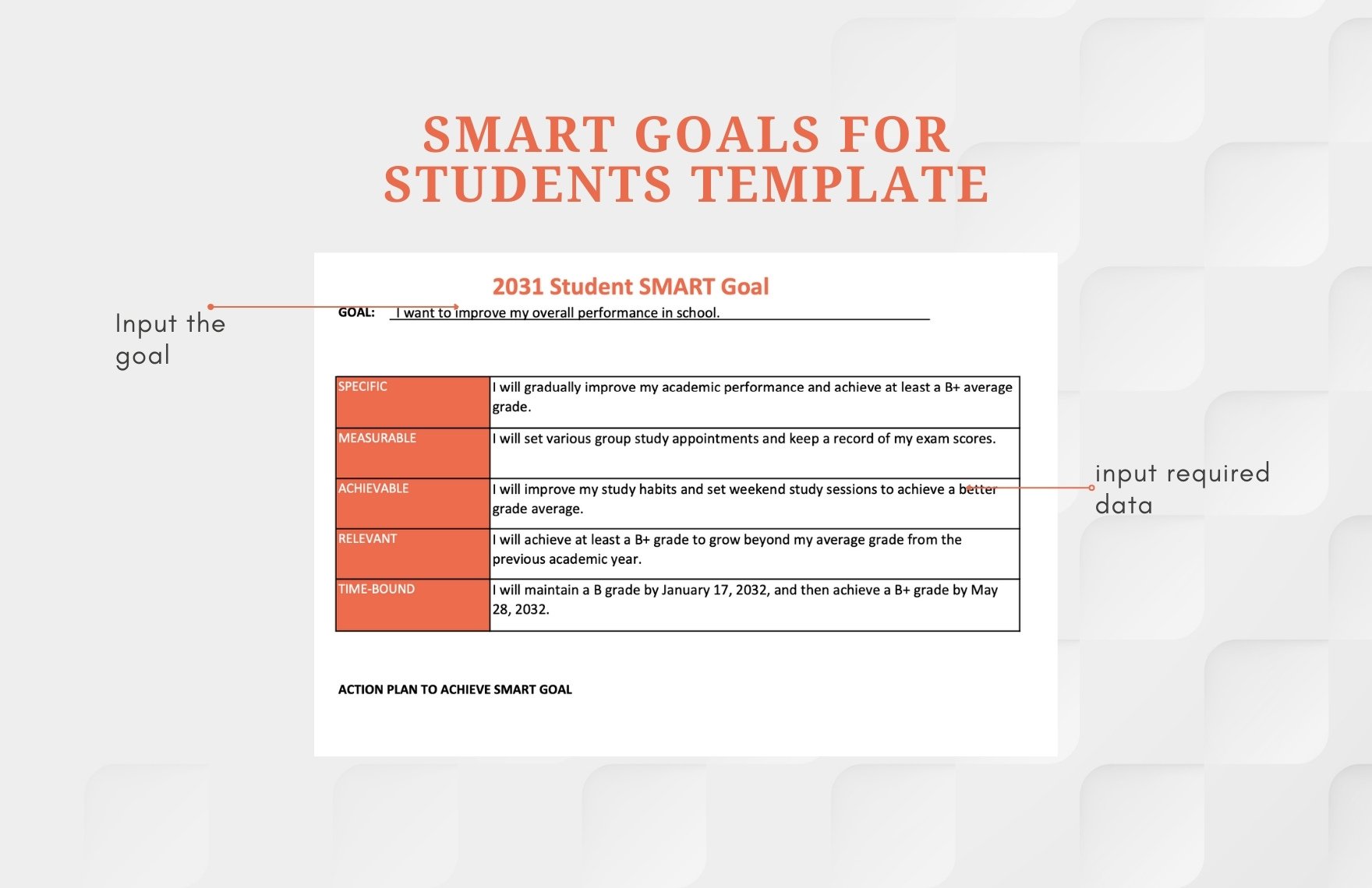 Smart Goals For Students Template