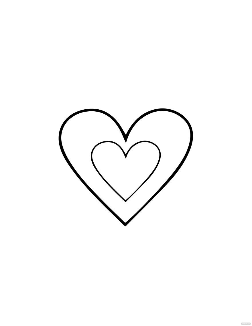 Free Simple Heart Line Drawing