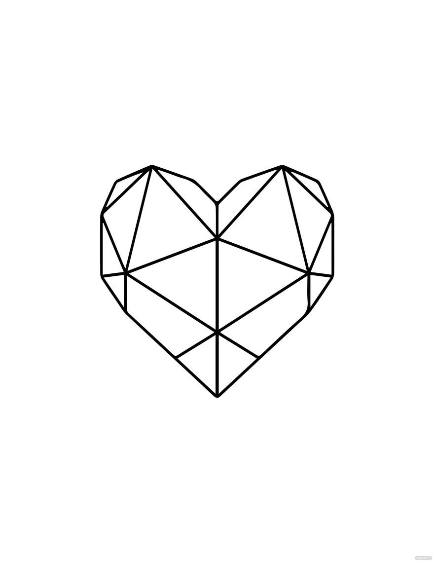 Free Geometric Heart Line Drawing