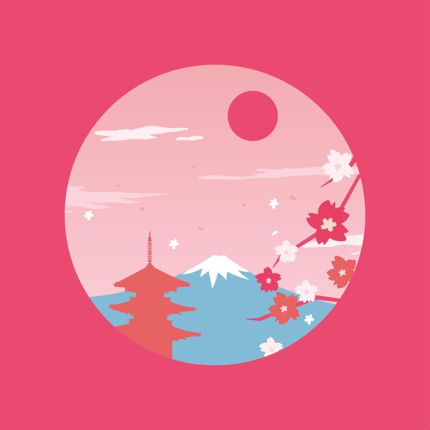 Cherry Blossom Flower Illustration in Illustrator, EPS, SVG, JPG, PNG